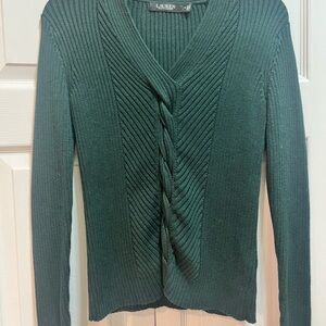Ralph Lauren black label deep  Green V-Neck Sweater size medium excellent